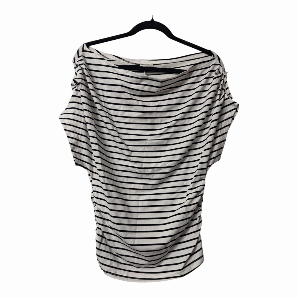 NWT Cupshe Black White Striped Boat Neck Top Small